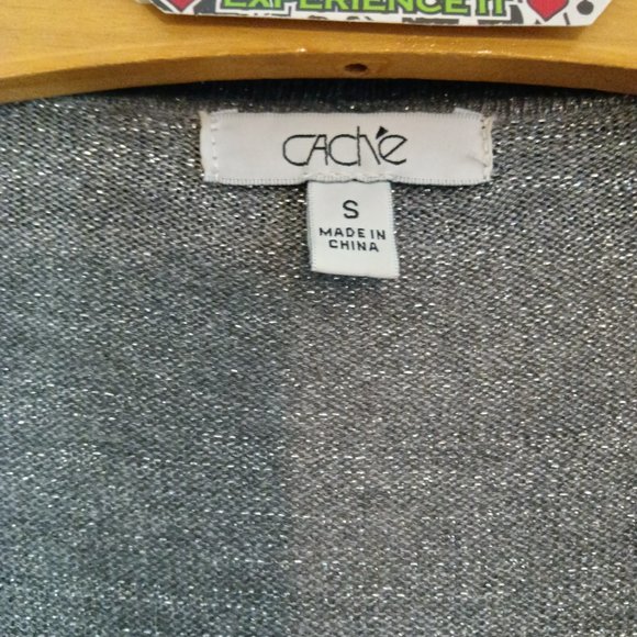 Cache Grey V-Neck Strappy Knit Silver Studded Tank and Matching Cardigan - Picture 8 of 9